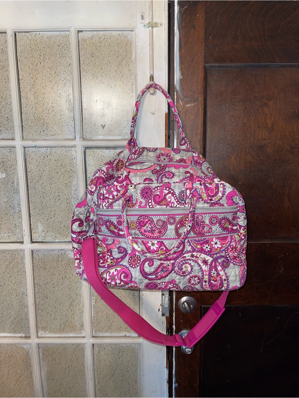 Vera Bradley Quilted Paisley Pink Travel Tote Bag